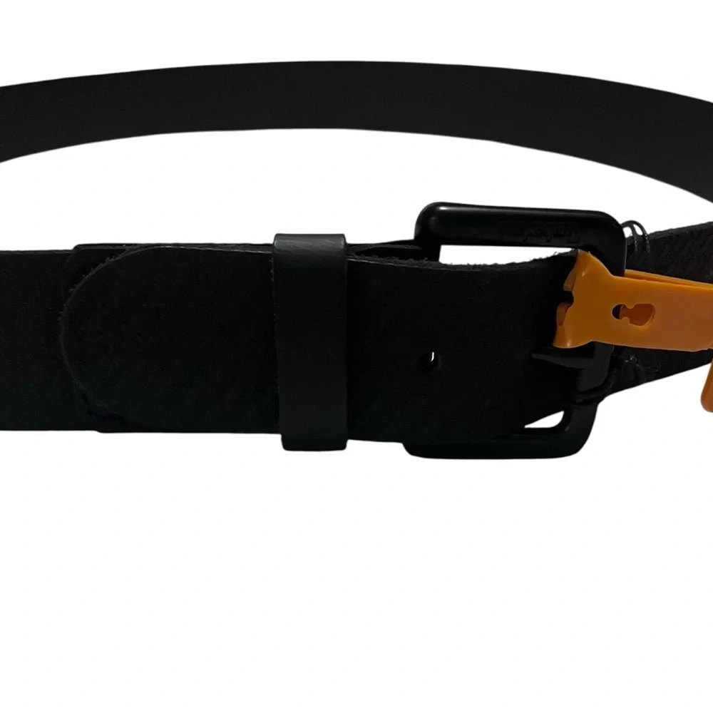 Timberland Embossed Black Genuine Leather Belt